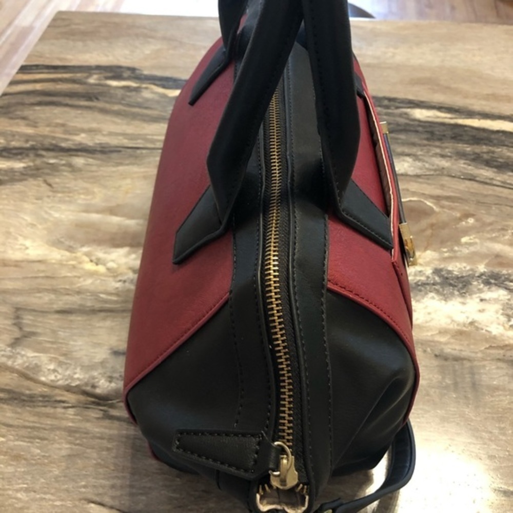 Danielle Nicole Burgundy And Black Leather Bag - image 4